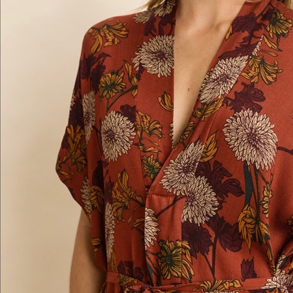 Autumn Kimono Sleeve Dress in Rust - Picture 5 of 7